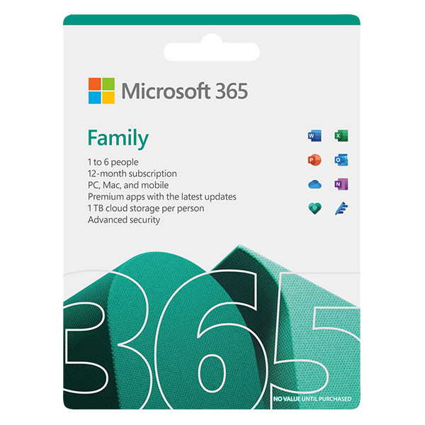 Phần mềm Microsoft 365 Family English APAC EM Subscr 1YR Medialess P8